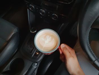 High angle view of coffee cup