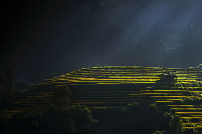 Scenic view of field against sky at night