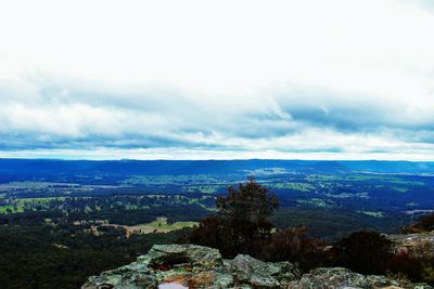 High angle view of sea against cloudy sky