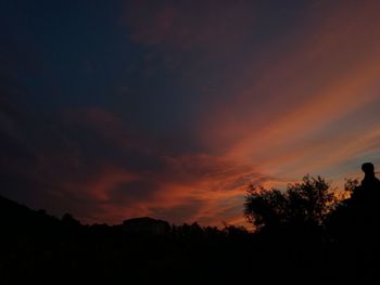 Silhouette trees against sky during sunset