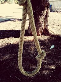 Close-up of chain swing in playground