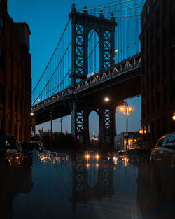 View of suspension bridge at night