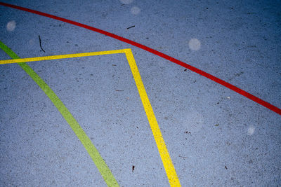 High angle view of colored lines on playground