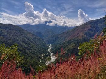 Scenic view of mountains against sky