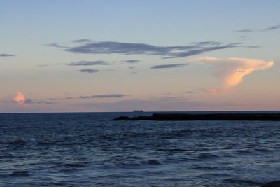Scenic view of sea against sky at sunset