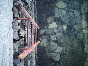 High angle view of weathered wall