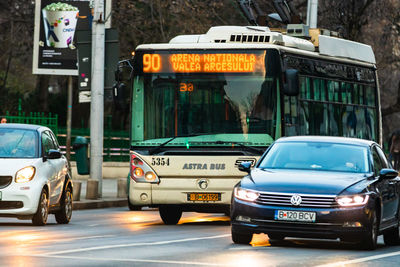 Vehicles on road in city