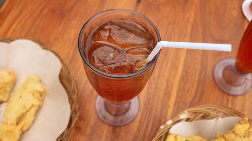 Close-up of coffee served on table