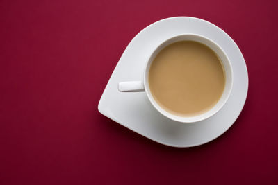 Directly above shot of coffee cup on table