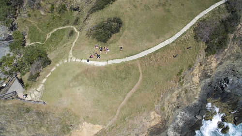 High angle view of people on beach