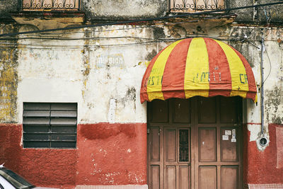Closed door of building