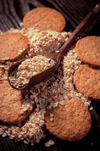 High angle view of bread on table