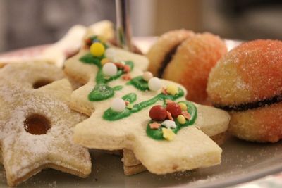 Close-up of cookies in plate