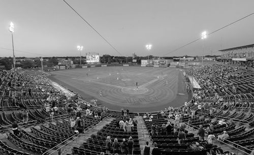 Wide angle shot of a baseball field