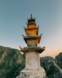 Low angle view of statue against clear sky