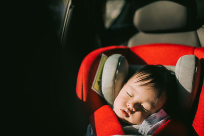 Portrait of boy in car