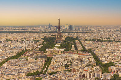 Aerial view on champs de mars and eiffel tower, paris, france