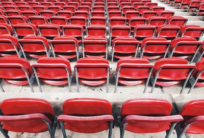 Full frame shot of red seats at stadium