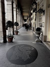 Narrow alley along buildings