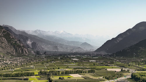 Scenic view of mountains against clear sky