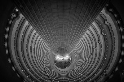 Directly below shot of illuminated tunnel