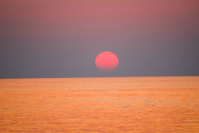 Scenic view of sea against sky at sunset