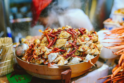 Close-up of hot food in container