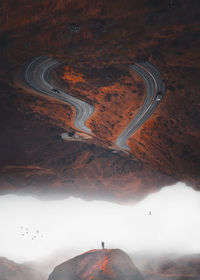 Aerial view of mountain range