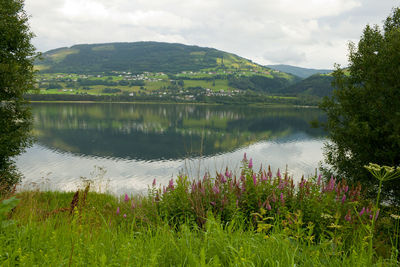 Scenic view of lake against sky