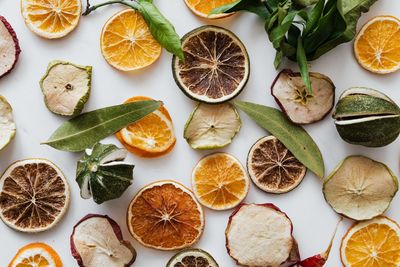 High angle view of fruits on table