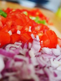 Close-up of chopped tomatoes