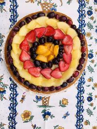 High angle view of dessert on table