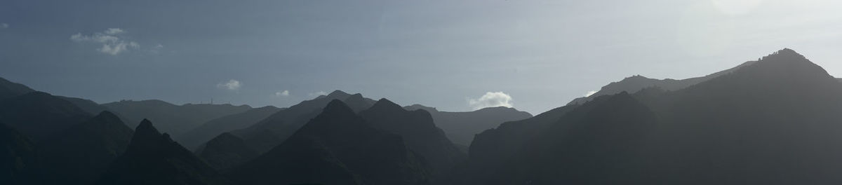 Panoramic view of silhouette mountains against sky