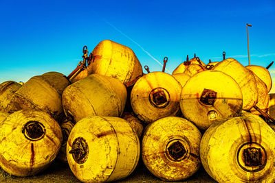 Close-up of food against clear blue sky