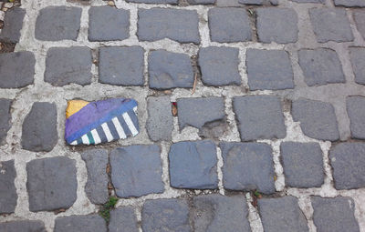 High angle view of cobblestone