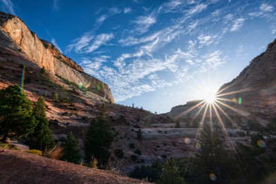 Scenic sunrise view of mountains against sky in zion.