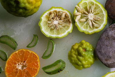 Directly above shot of fruits in plate