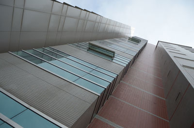 Low angle view of modern building against clear sky