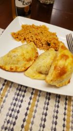 High angle view of meal served in plate