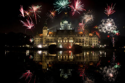 Firework display at night