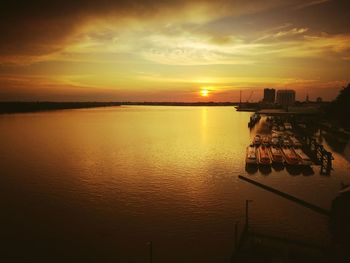 Scenic view of sea during sunset