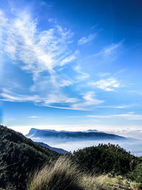 Scenic view of landscape against blue sky