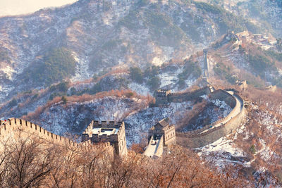 High angle view of buildings on mountain