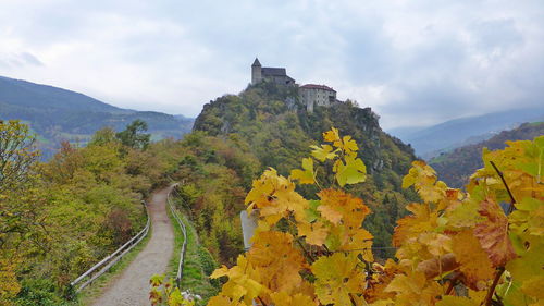 Scenic view of mountain against sky during autumn