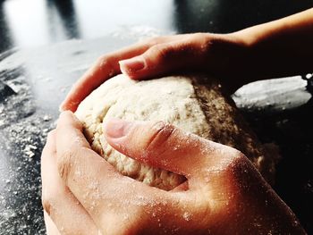 Close-up of person preparing food