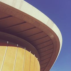 Low angle view of built structure against clear blue sky