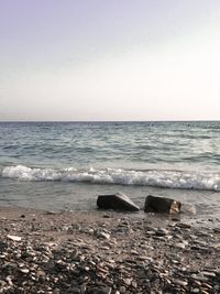Scenic view of sea against clear sky