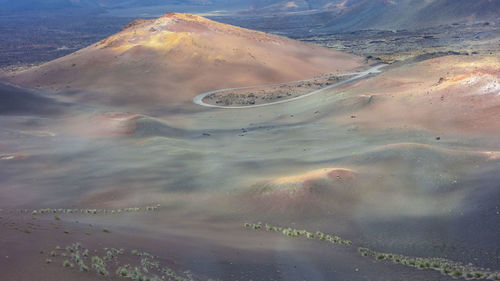 Aerial view of volcanic landscape