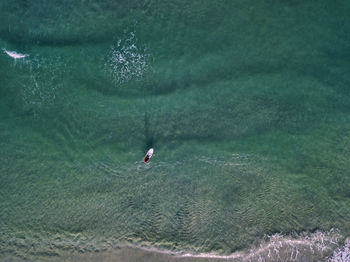 High angle view of man surfing in sea