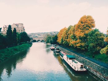 Scenic view of river by trees against sky